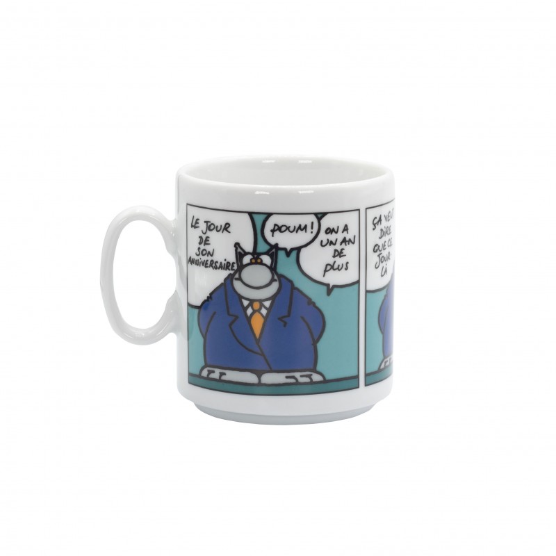 LE CHAT MUG STRIP COULEUR LE JOUR DE SON ANNIV 30CL P.GELUCK