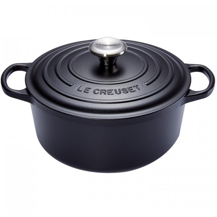 LE CREUSET RONDE COCOTTE 34CM MAT ZWART 12,40L 10PSIGNATURE