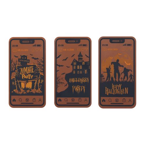 088144 PCB FEUILLES IMPRIMÉES HALLOWEEN PARTY POUR SMARTPHONE 11,6X6,1CM 12PCS ***S/CDE***