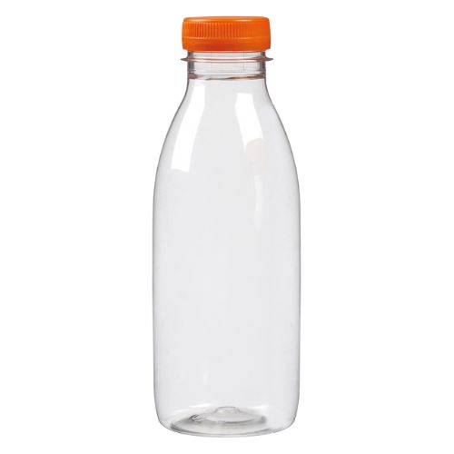 BOUTEILLE PLASTIQUE 1000ML AVEC BOUCHON ORANGE TRANSPARENTE Ø8XHT24CM 6PCS