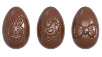 MOULE À CHOCOLAT OEUF LUDIQUE GROS 3 FIG. CW1664 3X4 -- 32.5GR
