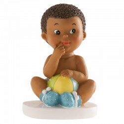 BABY BOY FIGURE SITTING WITH PLUSH TOY