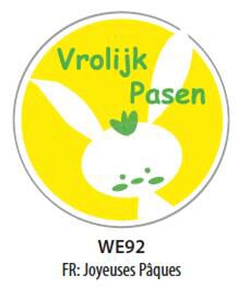 YELLOW ADHESIVE LABELS "HAPPY EASTER" ROLL OF 500 LABELS