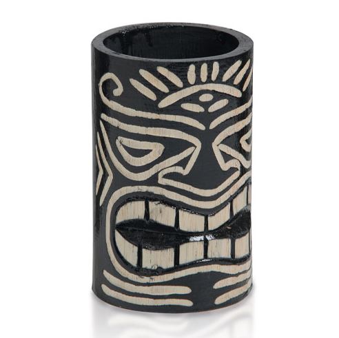 PORTE VERRE EN BOIS TIKI BLACK Ø8CM H15CM