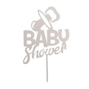 CAKE TOPPER BABY SHOWER SILVER 16X10CM