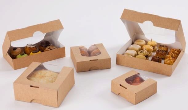 KRAFT DOOS MET VIERKANT VENSTER 12X12XHT4CM 50 STUKS