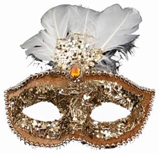 GOUDEN MASKER MET VEER 160X200MM