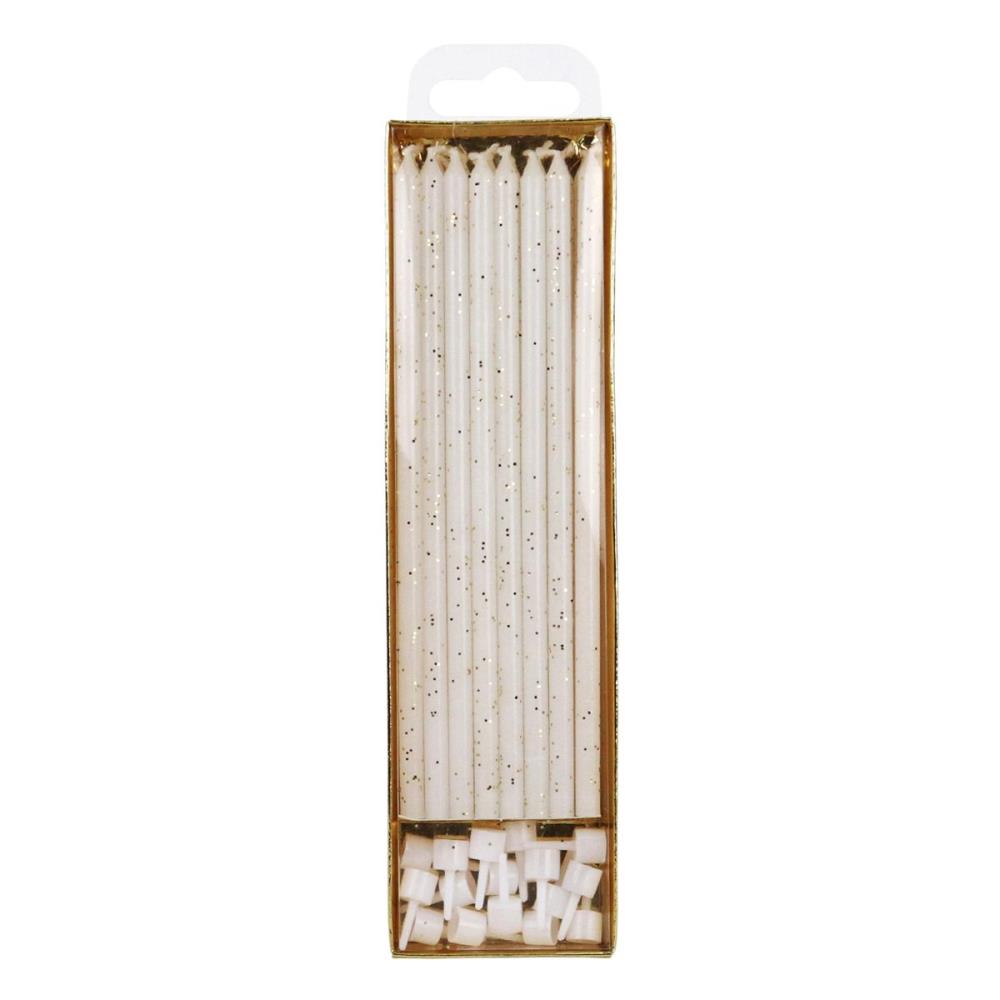 PME WITTE GLITTERKAARS 18CM 16 STUKS