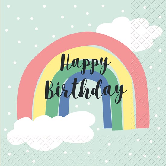 STEWO SERVETTEN 33X33CM REGENBOOG HAPPY BIRTHDAY