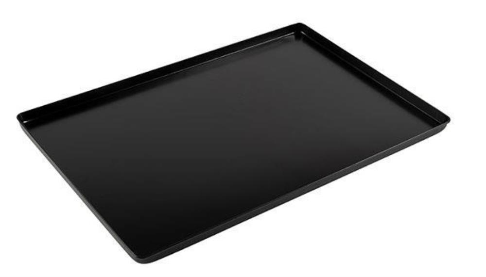 BLACK ALUMINUM TRAY 60X40XH1CM PLEATED EDGE 90°