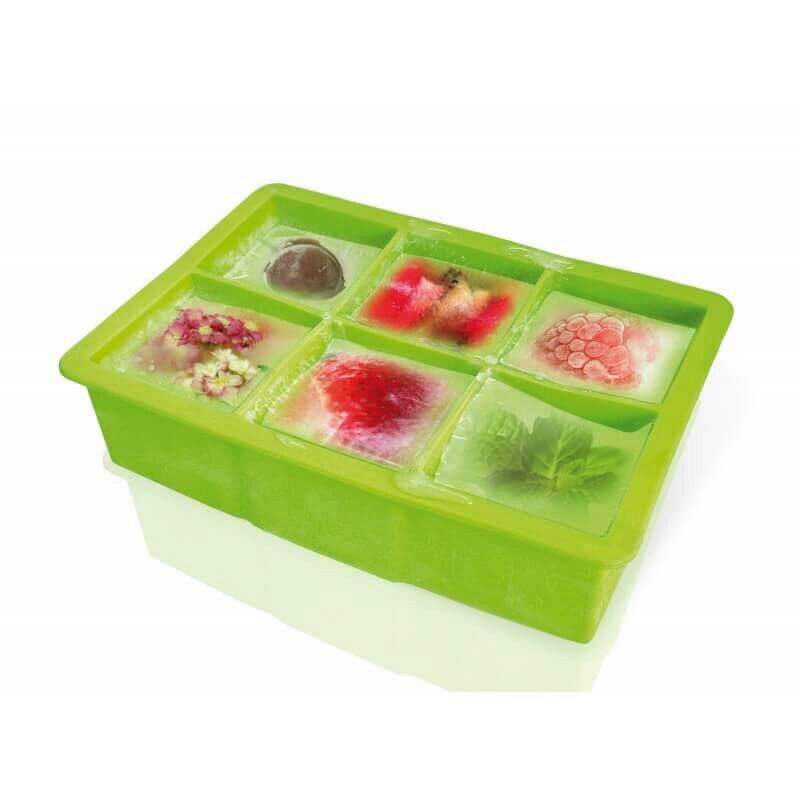 VIN BOUQUET  TRAY 6 ICE CUBS 5X5CM GREEN SILICONE