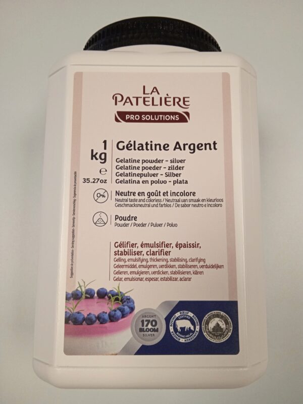 GELATINE POUDRE BOVINE HALAL ARGENT 170 BLOOM LA PATELIÈRE 1 KG