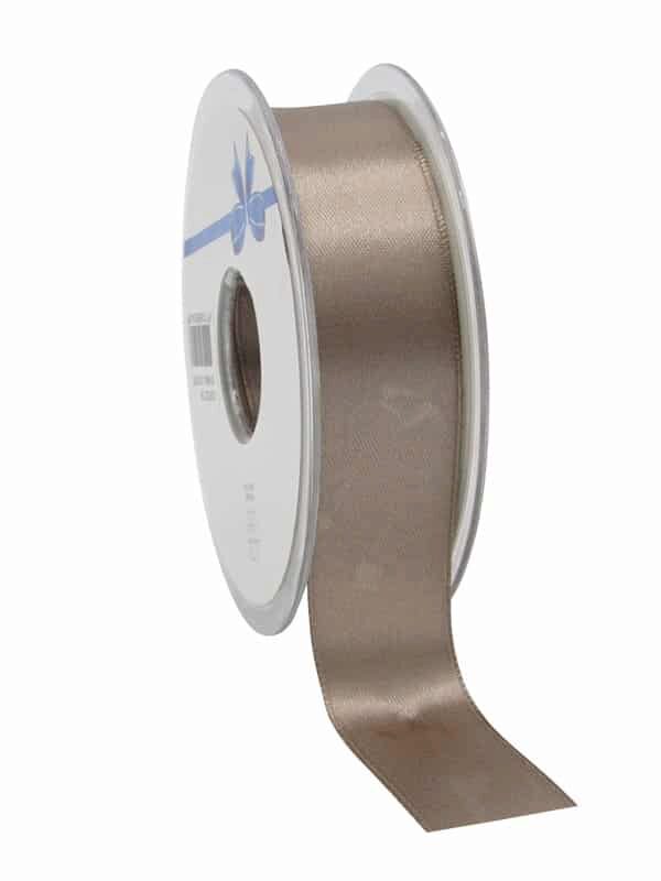 DOUBLE-SIDED SATIN TAUPE RIBBON 25MM X 25M