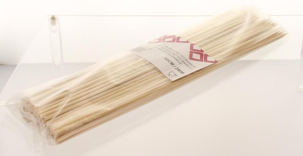 BROCHETTES BAMBOU BATONS 30CM / 3MM-PAQUET 100P