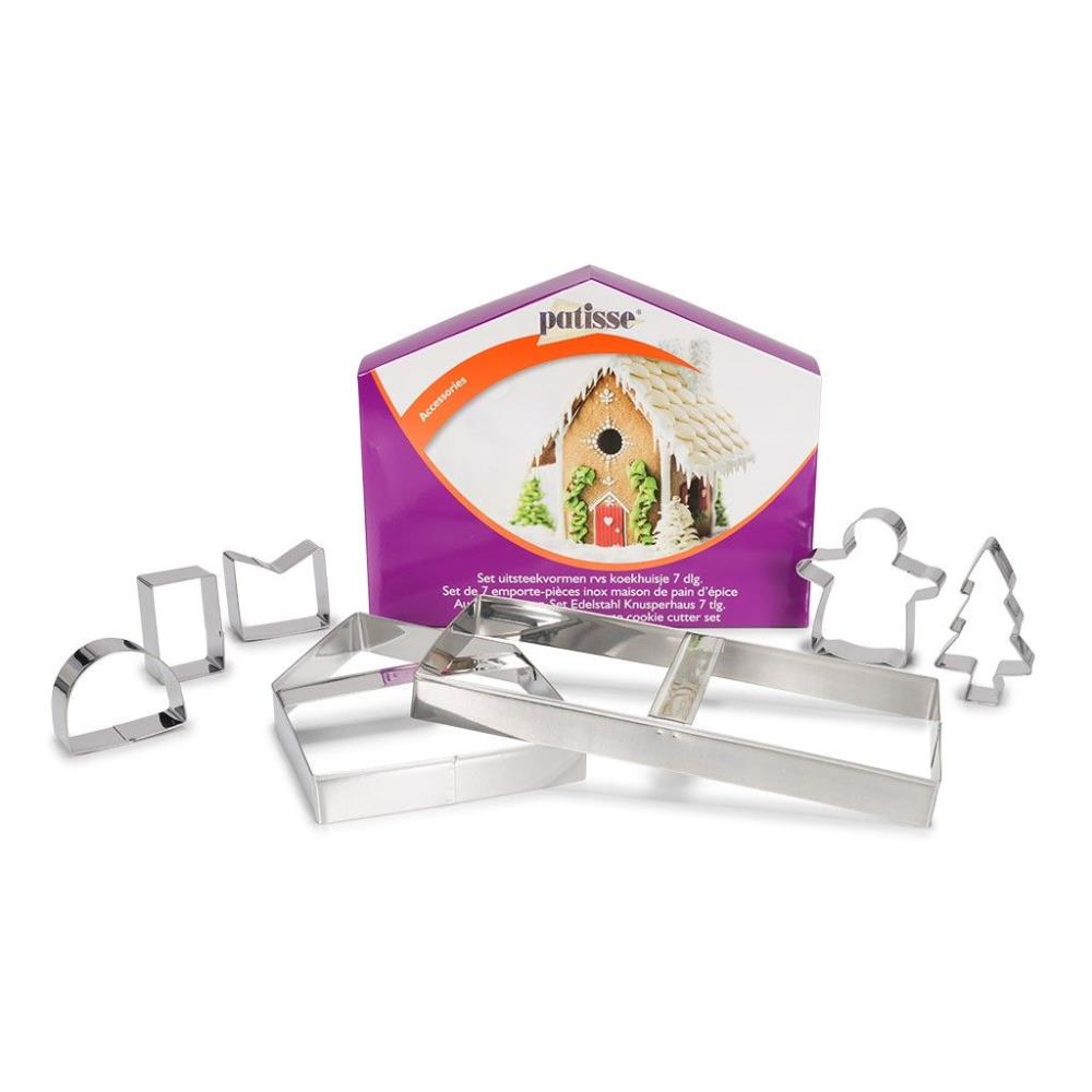 PATISSE STAINLESS STEEL COOKIE CUTTER KIT FOR HOMEMADE GINGERBREAD - HOUSEHOLD