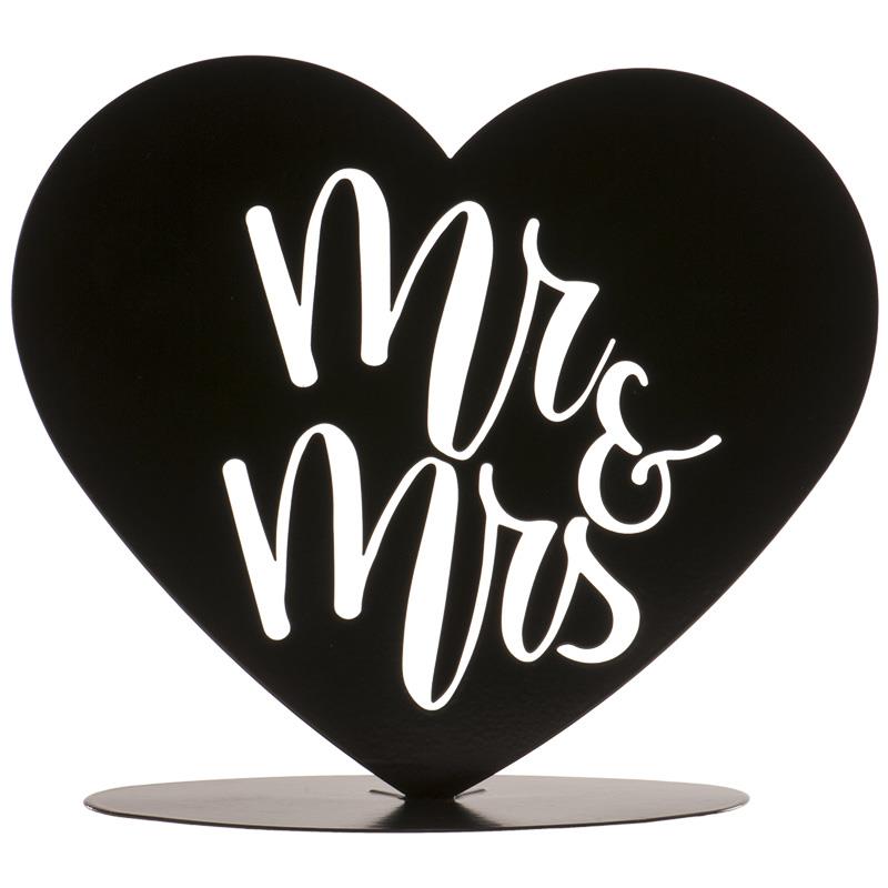 COEUR METAL NOIR MR& MRS 14.5CM