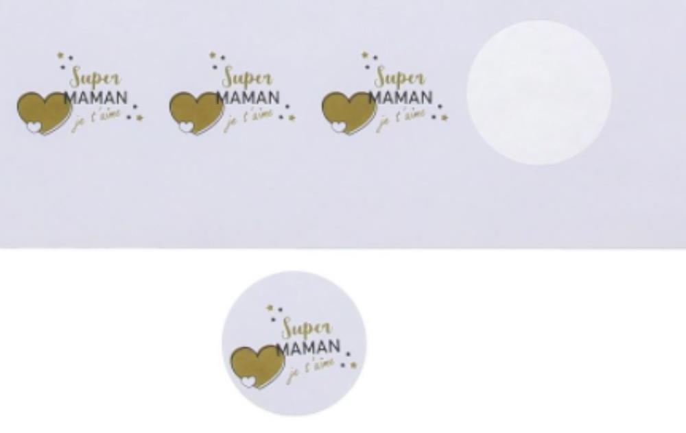 STICKER 4 CM “GOUDEN HART” SUPER MOM 5 X 24 STUKS PER VERPAKKING