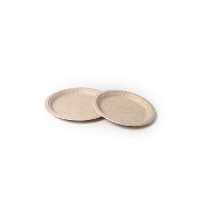 ROUND PLATE NATURAL WHEAT PULP Ø18CM 50PCS
