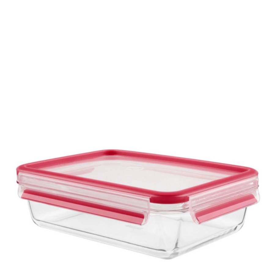 TEFAL AIRTIGHT GLASS BOX 1.3L RECTANGULAR/RED