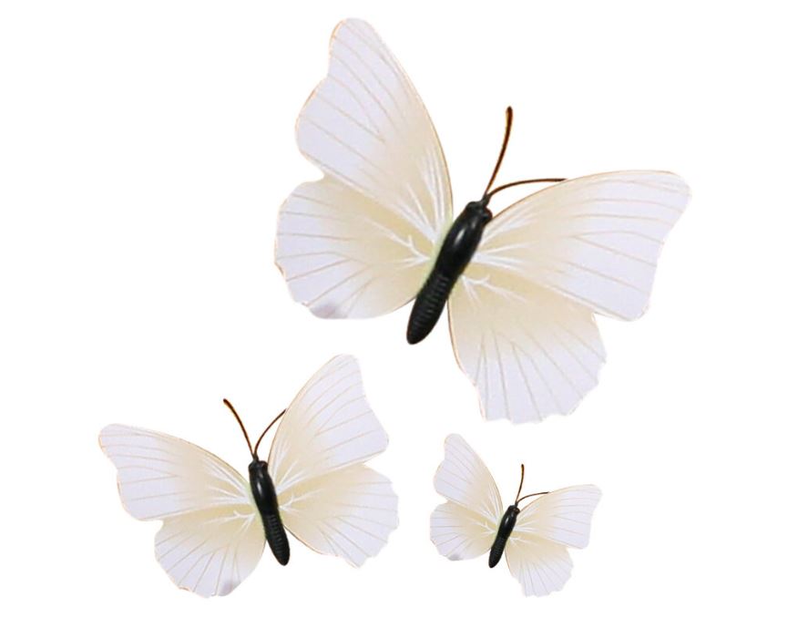 IVORY BUTTERFLY PIC DECOR 3 ASSORTMENT