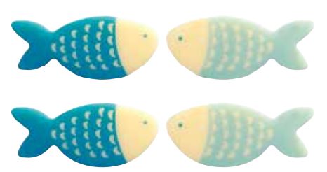 PCB Fish WC Azur 2 ontwerpen 3,2x1,4 cm 200pces ***s/cd***