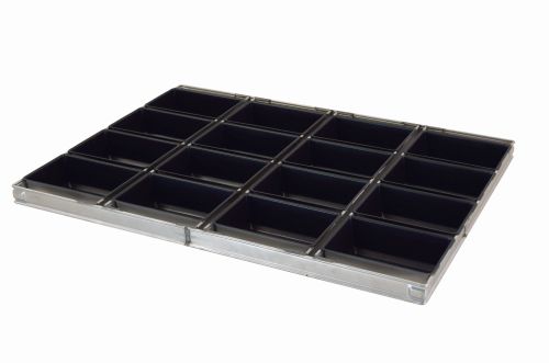 ASSEMBLAGE 16 PLATINES A PAIN 18X12CM HT 6CM TEFLONNEE POUR FOUR ROTATIF (PLAQUE 60X80CM)