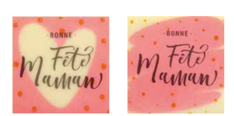 050159 PCB VIERKANTEN CB FÊTE MAMAN 2 ONTWERPEN 3,5 CM 120 STUKS ***S/CD***