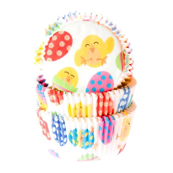 H.O.M. PAAS CUPCAKE HOUDER GEKLEURD EI/KIP 50 STUKS