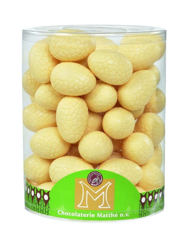 HOLLOW WHITE CHOCOLATE EGG IN TUBO 6CM 52 X 18GR