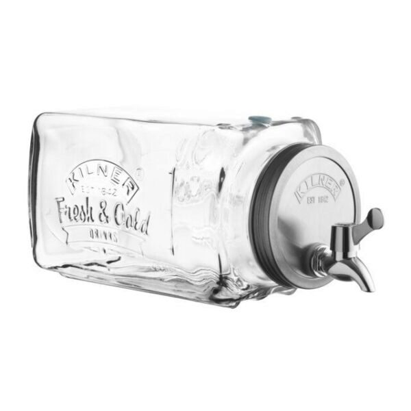 KILNER "FRIGO" GLASS BEVERAGE DISPENSER 3L W/TAP - HORIZONTAL