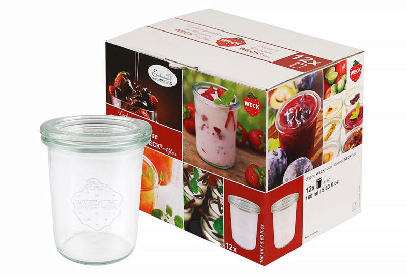 WECK STRAIGHT JARS "MINI" Ø 60MM W/LID 160ML-12P GLASS LID -160