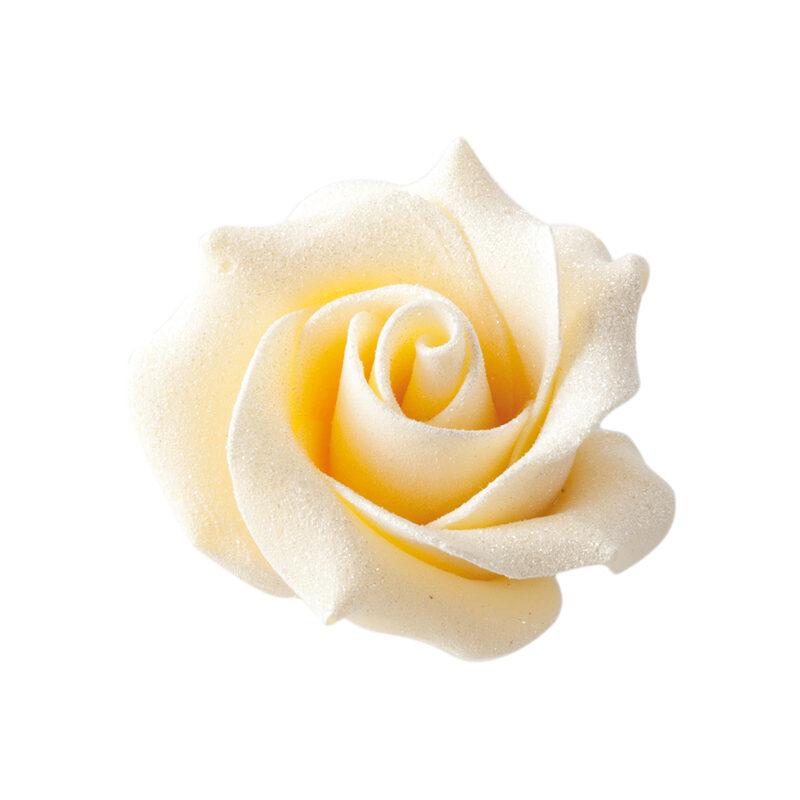 1012290 /77790 WITTE ROOS 3D CHOCOLADE Ø 30MM 45MM 15 STUKS ***S/CDE***