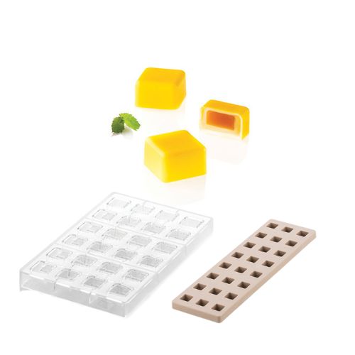 SILIKOMART TRITAN PRALINE MOLD CH015 QUADRO KIT 01 2.5X2.5XH1.5CM + ICH015 SILICONE MOLD