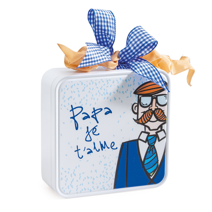 WHITE TIE BOX "PAPA JE T'AIME" 13.2X13.2XH4.5CM