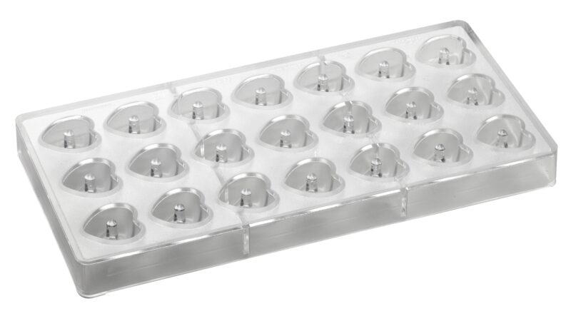 MOULE PRALINE POLYCARBONATE COEUR 275X135MM21 PRALINES DE 10GR**29X30 X16HTMM