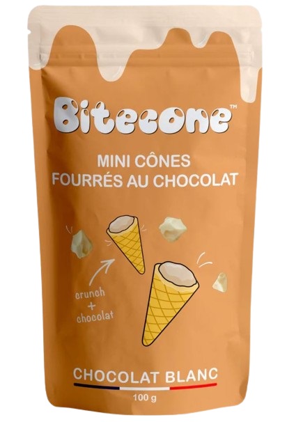 BITECONE MINI CONE FILLED WITH 30% WHITE CHOCOLATE 100GR