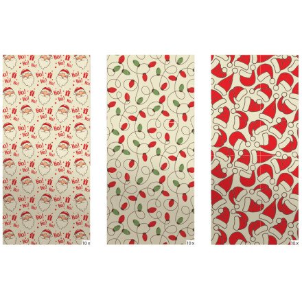 2046143 GEASSORTEERDE KERST TRANSFERVEL ROOD/GROEN 30X40CM 30 STUKS ***S/CD***