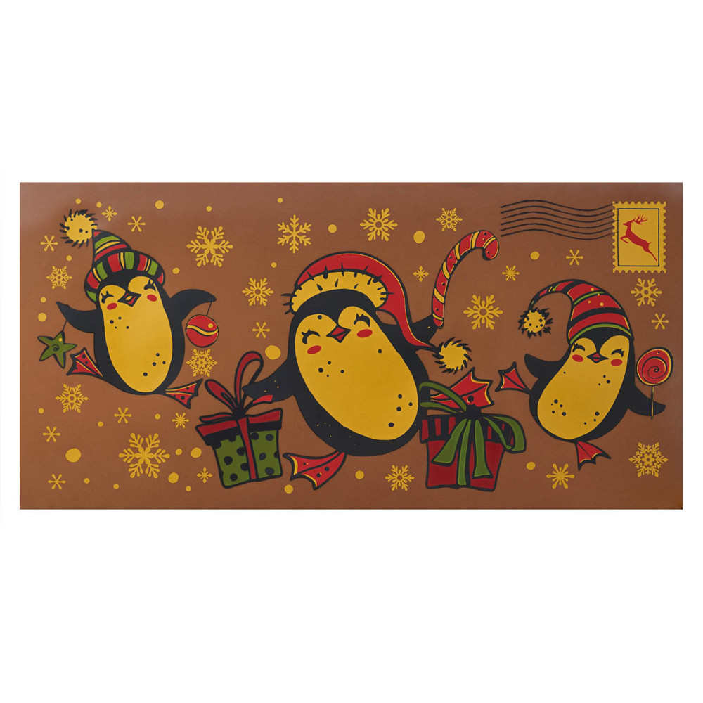 088072 PCB-BEDRUKT VEL HAPPY PENGUINS VOOR KAARTEN EN TASSEN 21X10.5 30 STUKS ***OP BESTELLING***