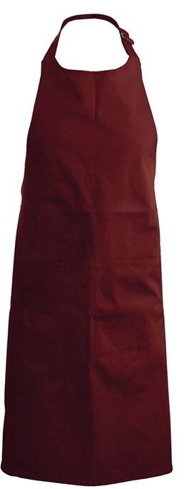KARIBAN APRON BIB + POCKET BURGUNDY H90XL71CM POLYESTER/COTTON