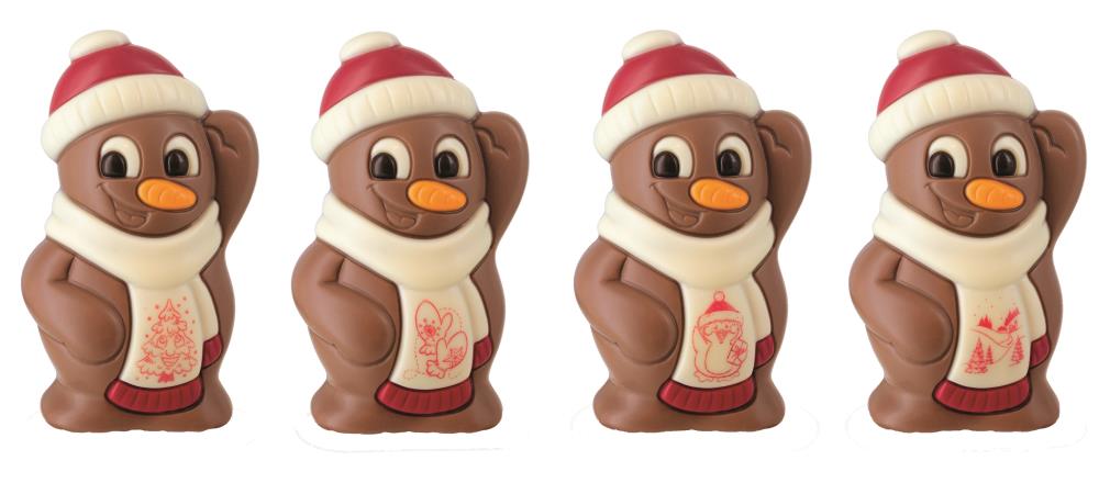 CHOCOLADE ADAM'S SNEEUWPOP GEKLEURDE MELK 12CM 8X75GR