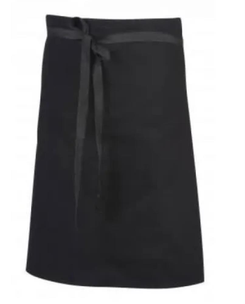 SNV TABLIER CHEF COURT NOIR SANS POCHE 55 X 100CM  100% COTTON
