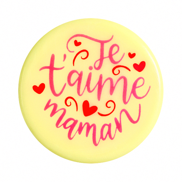 088124 ROUND PCB CB JE T'AIME MAMAN Ø 4CM 96PCS ***S/CDE***