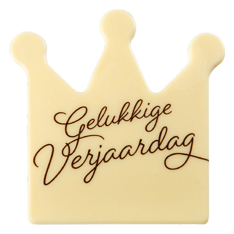 *FF*2067247 KRANSREEP GELUKKIGE VERJAARDAG WITTE CHOCOLADE 11X12CM 10 STUKS ***OP BESTELLING***