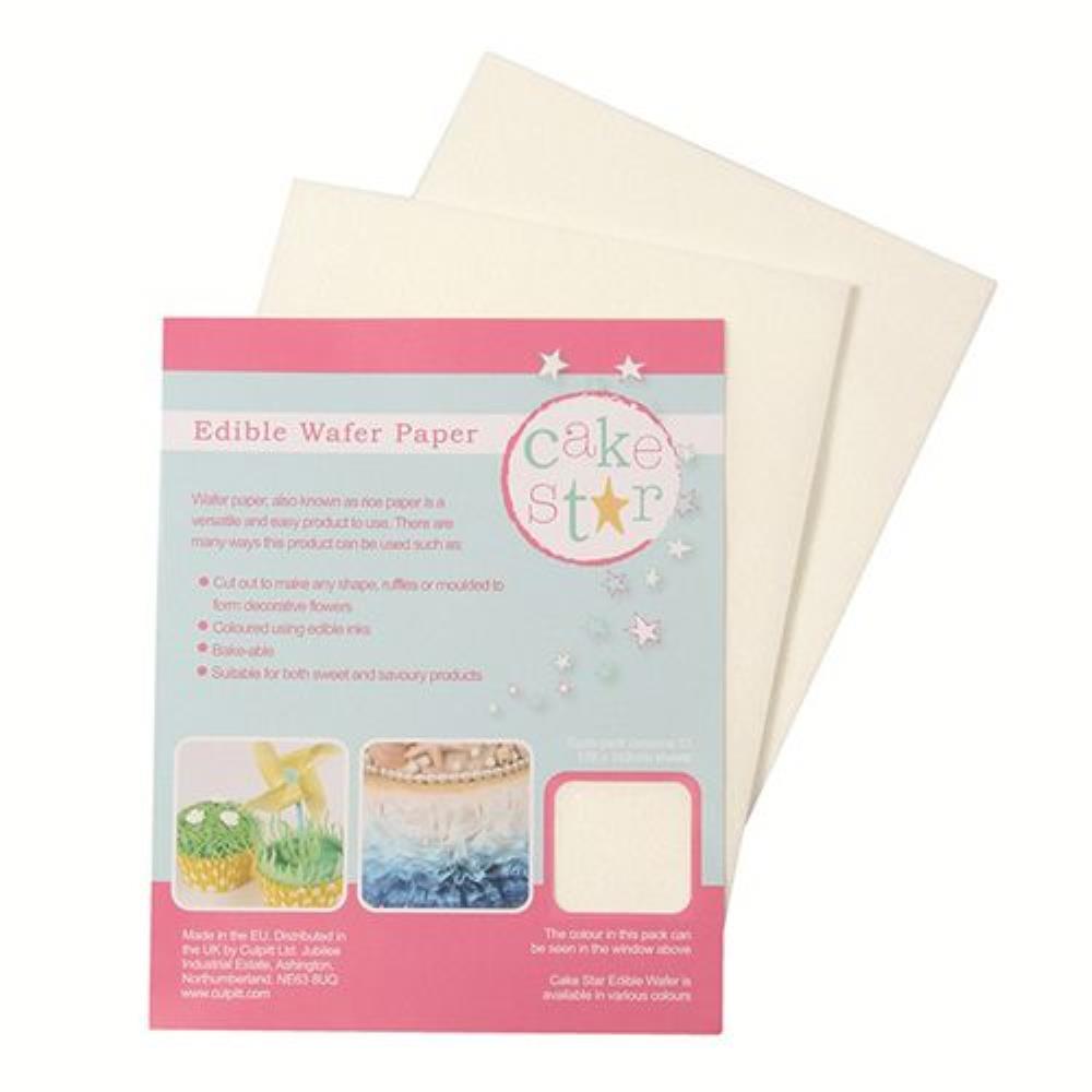 CAKE STAR WAFFER PAPER BLANC 178X142MM 12 PCES