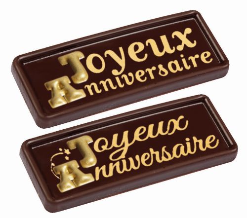 2JA11185W RECT JOYEUX ANNIVERSAIRE CHOCOLADE 26X68MM 84ST