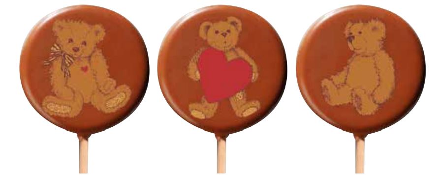 061248 PCB TEDDY BEAR LOLLIPOP BLISTERS FOR 45 PRINTS Ø 5.4 CM AND STICKS 9PCS ***S/CD***