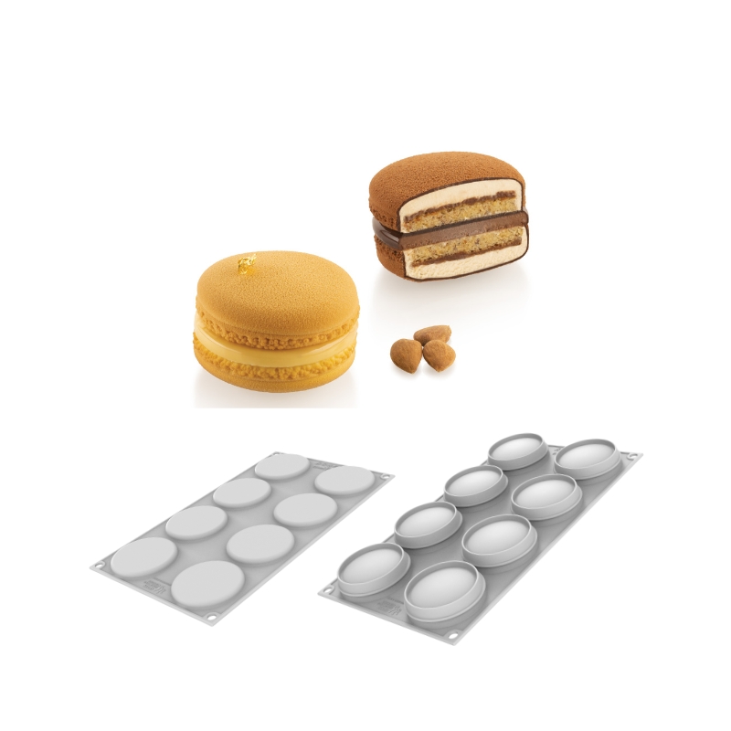SILIKOMART SET OF 2 SILICONE MACARON MOLDS 110 Ø6.5CM H4CM & H1.7CM VOL 110ML