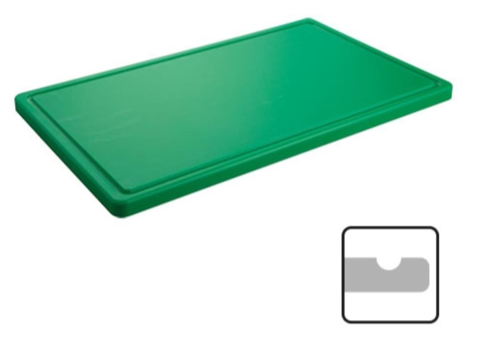 CATERCHEF POLY BORD GN1/1 GROEN 53X32.5X2CM MET RIGOLE