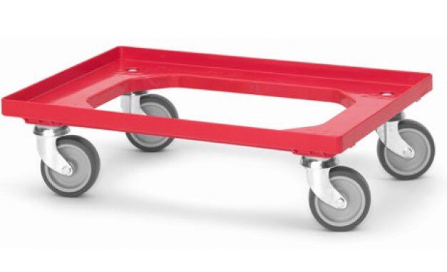 60X40 RED DOLLY TROLLEY EURONORM RUBBER WHEELS