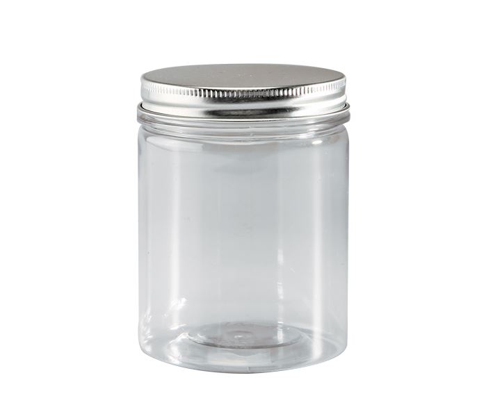++POT PET TRANSPARENT AVEC COUVERCLE EN ZINC 210ML Ø6CM H8CM 120PCS